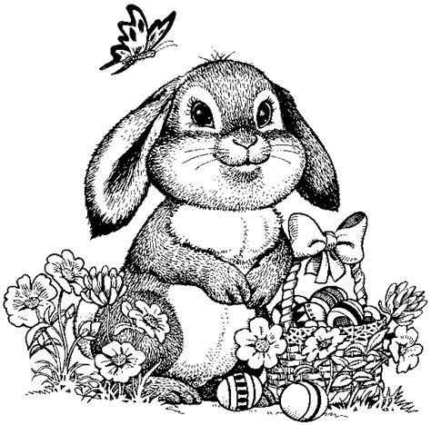 realistic easter bunny coloring page